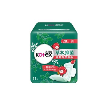 Kotex 10包組-草本抑菌衛生棉 蔓越莓28cm(11片/包)
