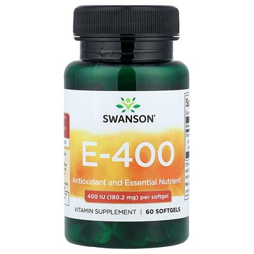 Swanson Vitamins, 維生素 E-400，180.2 毫克（400 國際單位），60 粒軟膠囊