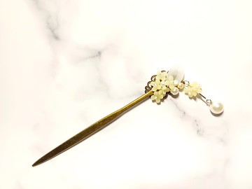 思念的季節 桂花 鵝黃色 髮簪 造型 / 可 流蘇,無流蘇,兩款擇一
