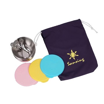 榆果 304不鏽鋼雙層隔熱兒童碗組  碗*3個 + 蓋子*3個 + 湯匙*3支  1組