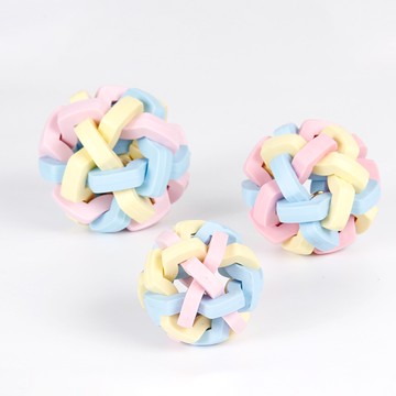 寵物玩具 馬卡龍色 發聲玩具球 高彈力球 耐咬 磨牙 潔齒 訓練橡膠撞色球 大小型犬 狗狗玩具 寵物玩具球 貓咪玩具