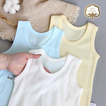 三件裝 透氣網眼 純棉薄料春夏兒童背心男小中童男孩寶寶打底無袖