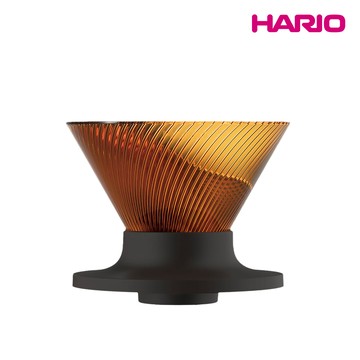 【HARIO】V60 NEO 樹脂濾杯01-琥珀色 /日式新色/Tritan材質/72肋條/矽膠底座可替換