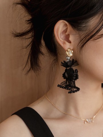 芙莉的心跳聲。(2way)MUCHAT手作14KGP珍珠網紗純銀針耳環