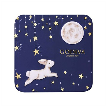 日本Godiva限量款嫦娥奔月中秋節滿月星空星辰大海浮雕月兔-鐵罐禮盒四顆入