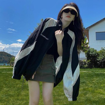 休閑防曬衣女款夏季單層薄款沖鋒衣外套夏季款美式運動防曬服夾克