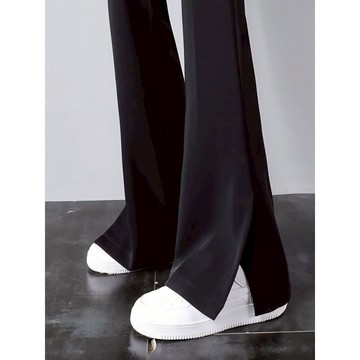 【Plump】100kg內可穿 大尺碼女裝 開叉 西裝褲 微喇褲 夏裝 高腰 顯瘦 垂感 拖地褲 喇叭褲 長褲