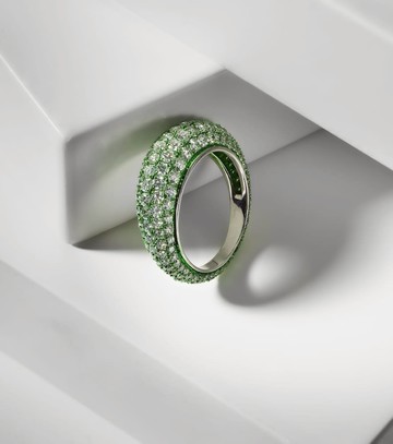 Kamyen Lime Disco 18kt white gold ring with diamonds