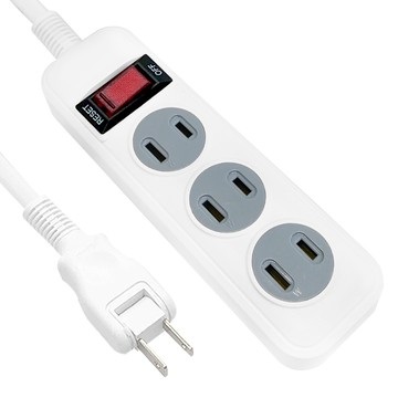 WEITIEN CK-2132-6 2孔1開3插 過載斷電 電源 6尺 延長線1.8m(180度平貼插頭)