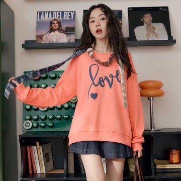 OB嚴選中大尺碼-發泡撞色字母印花大學T《AB20668》