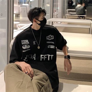 280g重磅短袖t恤男夏季新款美式潮牌機車服寬松大碼休閑半袖體恤