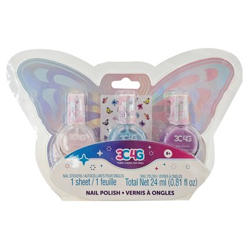 3C4G 蝴蝶花漾指彩組 適合8歲以上兒童  3瓶指甲油 + 貼紙  1組