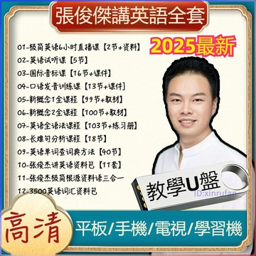 優盤 🔥張俊杰英語視頻合集查詞典詞源解析極簡英語根源思維英語語法音標全套新概念英語一二冊