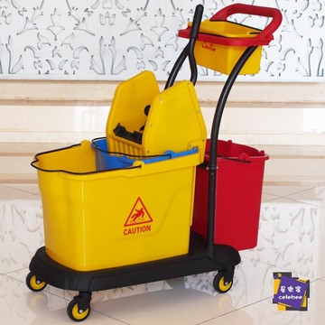 清潔車 清潔榨水車擠水桶洗拖把桶墩布桶手壓擠水器保潔車賓館家商用T
