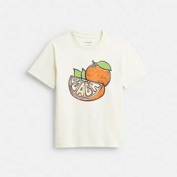 棉質橙子圖案經典T恤