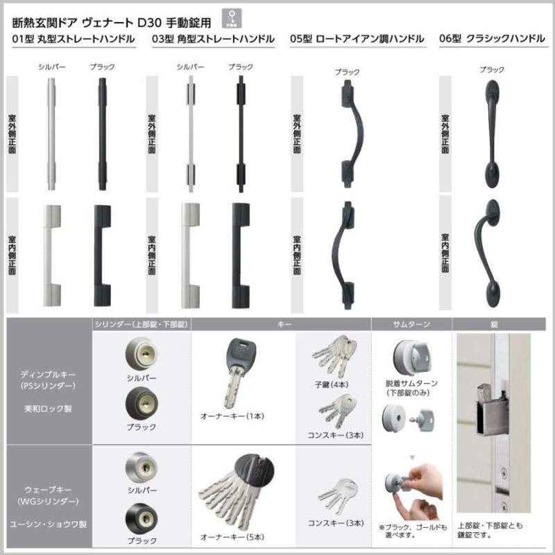 YKKap玄関ドア ヴェナートD30 手動錠仕様 D4仕様 D2仕様 C07T型 通風