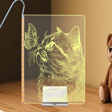 🌈手工diy雕刻畫板創意素描臨摹繪畫LED暖光材料包節日禮物小夜燈