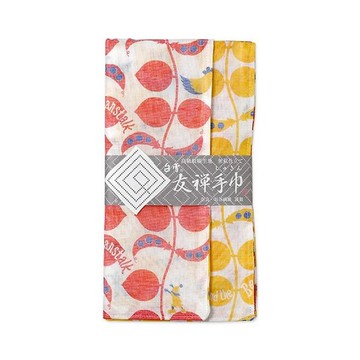 京友禪染雙面巾 / 傑克與豌豆 紅+黃