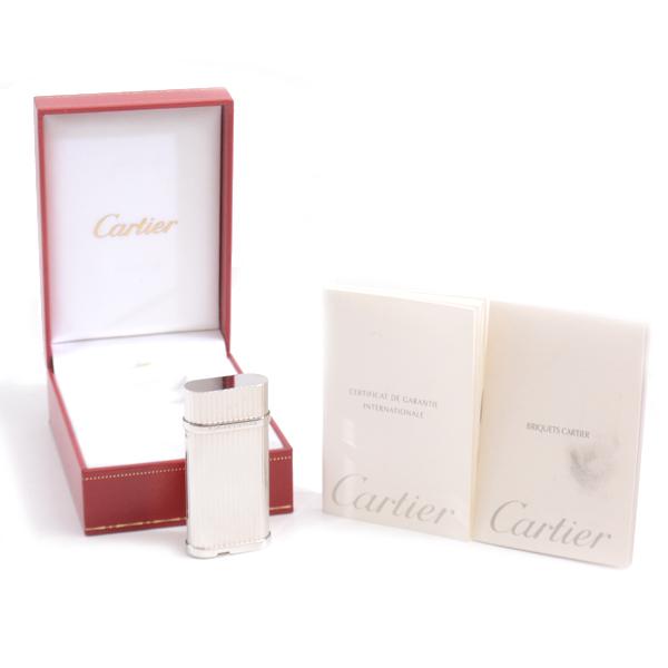 カルティエ ライター メンズ ガスライター ストライプ シルバー Cartier 中古