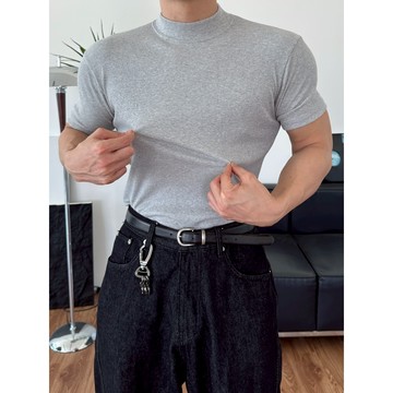 VOYEZ｜🇰🇷顯壯高領彈性短袖上衣｜正韓肌肉・健身訓練短袖・單穿打底