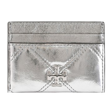 TORY BURCH 161818 經典LOGO絎縫隨身卡片夾.銀