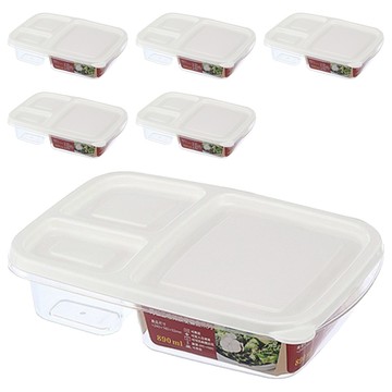 KEYWAY 青松三格微波便當盒  6個  3 containers  3 lids