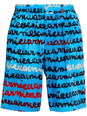 Marni - handwriting-print shorts - men - Cotton - 50 - Blue