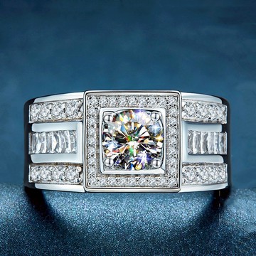 隔日到貨 總裁獅子心 CEO 1克拉 摩星鑽 莫桑鑽 D 3EX VVS1 八心八箭 戒指 可調式戒圍A354