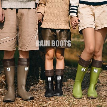 日本可折疊野鳥協會雨鞋男女情侶親子款雨林登山雨靴防滑防水女鞋