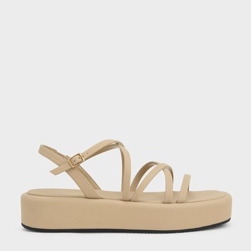 交叉帶厚底涼鞋