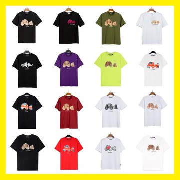 正確版本pa潮牌斷頭熊短袖棕櫚樹高街ins泰迪小熊鯊魚男女情侶T恤