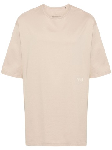 Y-3 - logo-appliqué cotton T-shirt - unisex - Cotton - M - Brown
