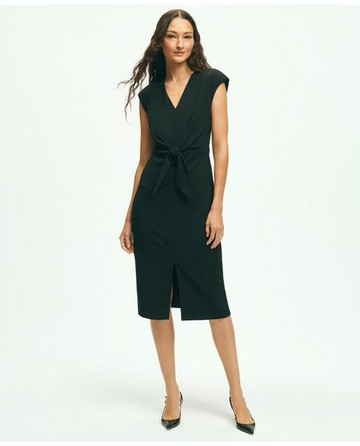 Brooks Brothers Women's Cap Sleeve V-Neck Crepe Sheath Dress | Black | Size 0