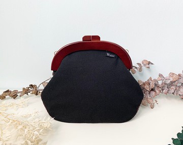 咖啡絨格子 木口金包 手拿包 化妝包 肩背包 隨身包 手機包