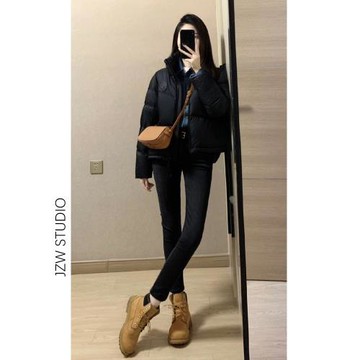 黑色加絨緊身牛仔褲女秋冬新款高腰彈力顯瘦小個子辣妹小腳鉛筆褲