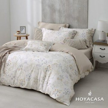 HOYACASA-加大60支抗菌天絲織棉兩用被床包組-霧花庭