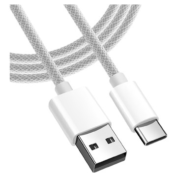 編織 快速充電傳輸線 USB to Type-C - 1.5m 40W/3A  灰白色  1條