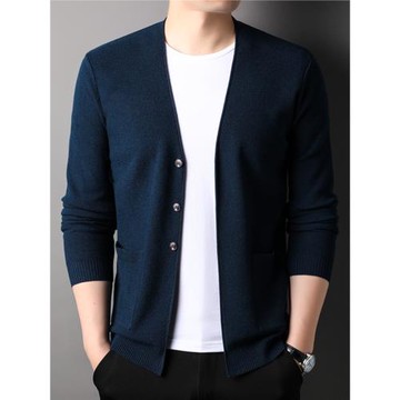 開衫男2025春秋季休閑韓版時尚外穿男裝純色針織衫潮流線衣外套潮