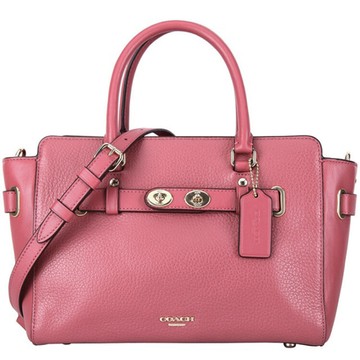 COACH - 荔枝紋皮革手提肩背兩用包 (玫瑰粉桃)