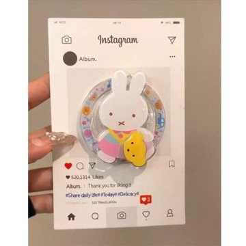 ins風卡通可愛米菲兔旋轉手機磁吸氣囊支架強力吸附伸縮懶人神器
