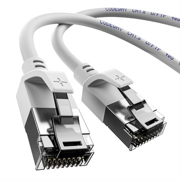 CODEWAY CAT.8 40Gbps 圓形PVC抗干擾耐用高速傳輸網路線  50cm  白灰色  1條