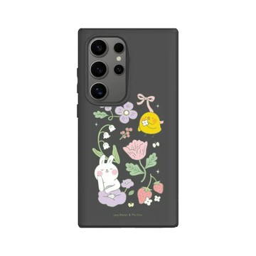 Galaxy S24 Ultra SolidSuit 黑 - 懶散兔與啾先生 Lazy Rabbit and Mr.Chu - 優雅花園