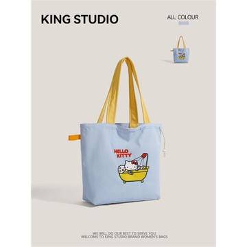 可愛HelloKitty凱蒂貓帆布包女2025新款大容量學生單肩通勤托特包