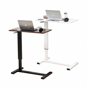 【慢慢家居】旗艦款-氣壓式無段升降移動邊桌 (可折疊 充電 升降桌)氣壓升降桌-白桌面