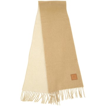 Max Mara-WEEKEND TEATINO 皮標純羊毛棕色流蘇披肩 圍巾(197x30)