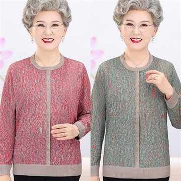 【米蘭精品】現貨+預購 高級針織衫上衣秋冬毛衣寬鬆大碼休閒女裝百搭媽媽裝-長袖圓領印花女上衣3色74mo85