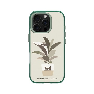 iPhone 16 Pro Clear 憂墨綠 - ilovedoodle (Lim Heng Swee) - Cat and Plant - 鯨魚在哪裏