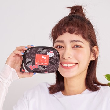 【Hello Kitty】蘋果凱蒂-雙層零錢包-黑 KT03H04BK