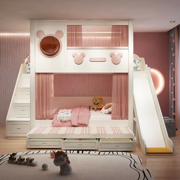 免運公司貨 樹屋床 兒童床 儿童床 床 上上下床 女孩小户型城堡树屋高低两层双层床 护栏子母公主 可開發票 全館五折 工廠現貨直銷 新品特價 z11012