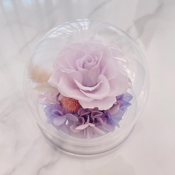【客製化禮物】Kiitosflorist 10cm永生花迷你玻璃球 - 單朵純色